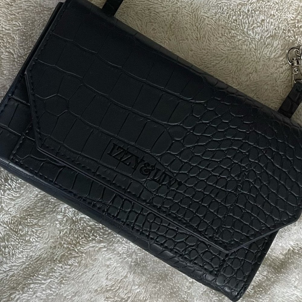 Navy Blue Crossbody Vegan Leather Clutch Purse Handbag